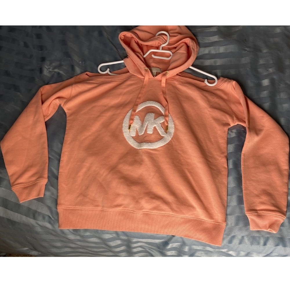 Michael Kors Hoodie Logo Cold-Shoulder Peach. Size Xs